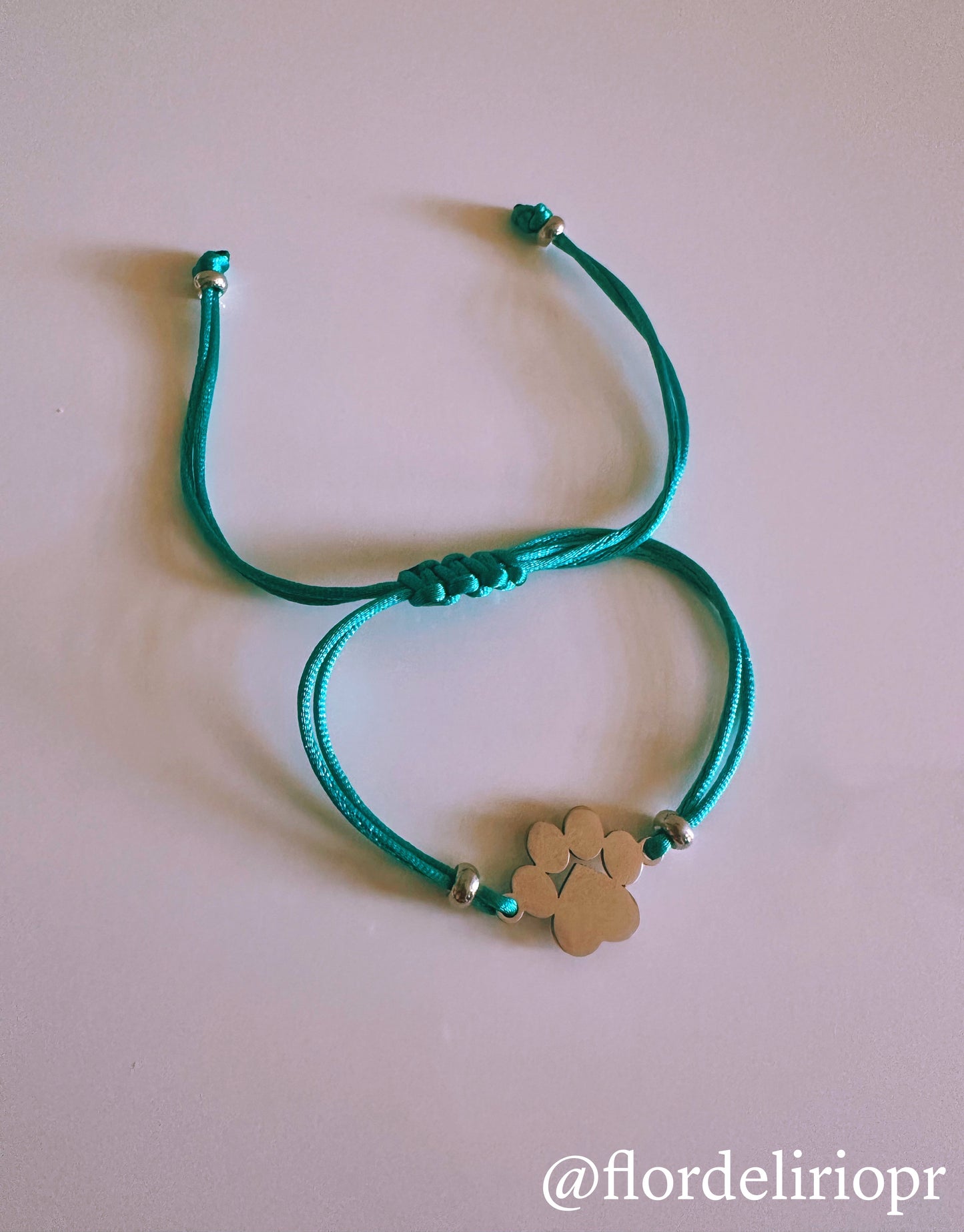 Macrame silver paw bracelet