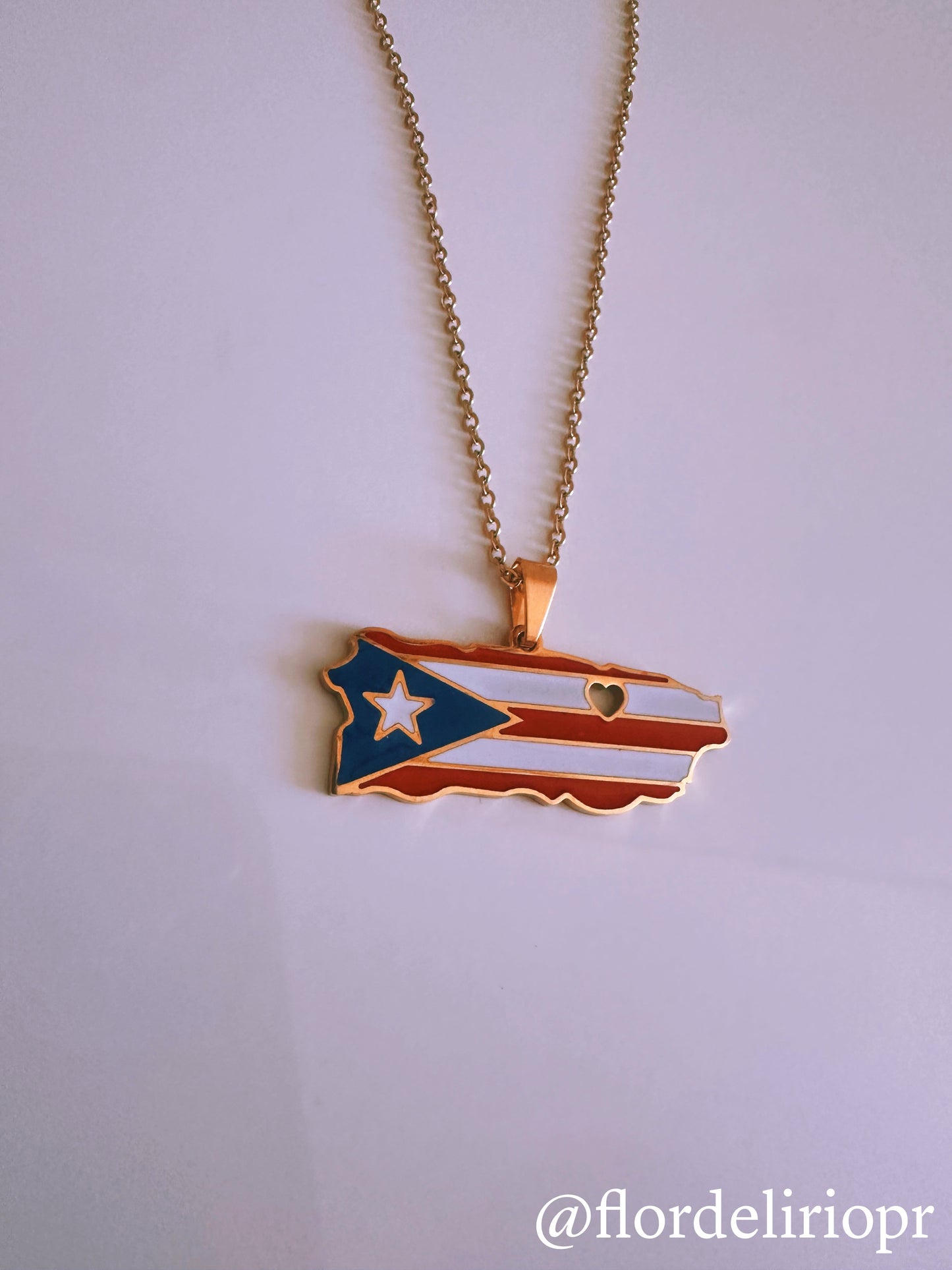 Puerto Rico map flag necklace