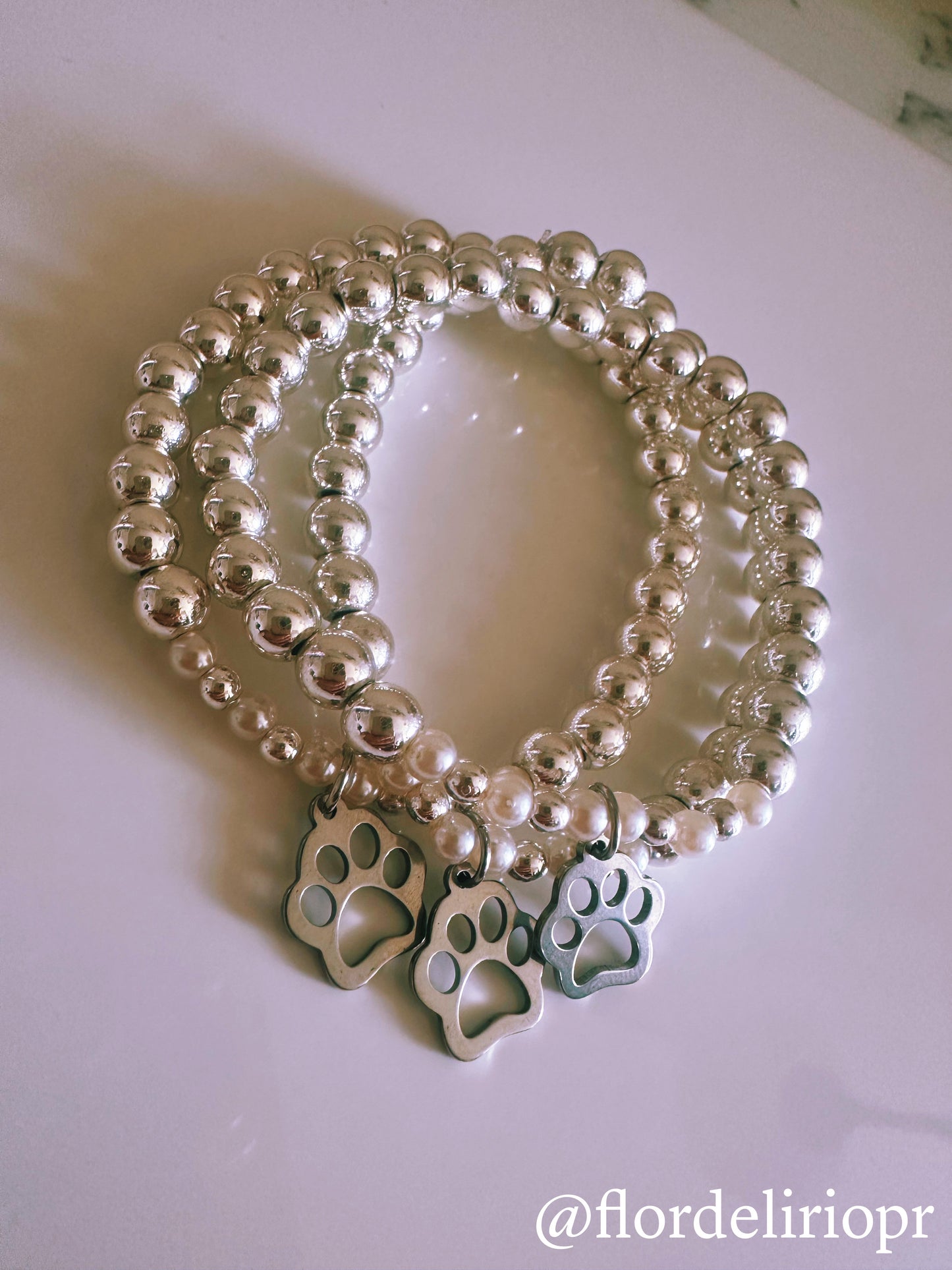 Paw charm silver bracelet