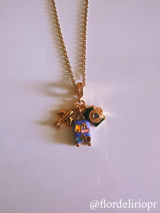 Purple baggage gold necklace