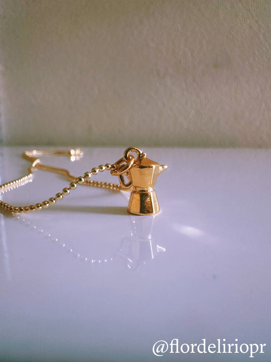 Gold greca coffee maker necklace