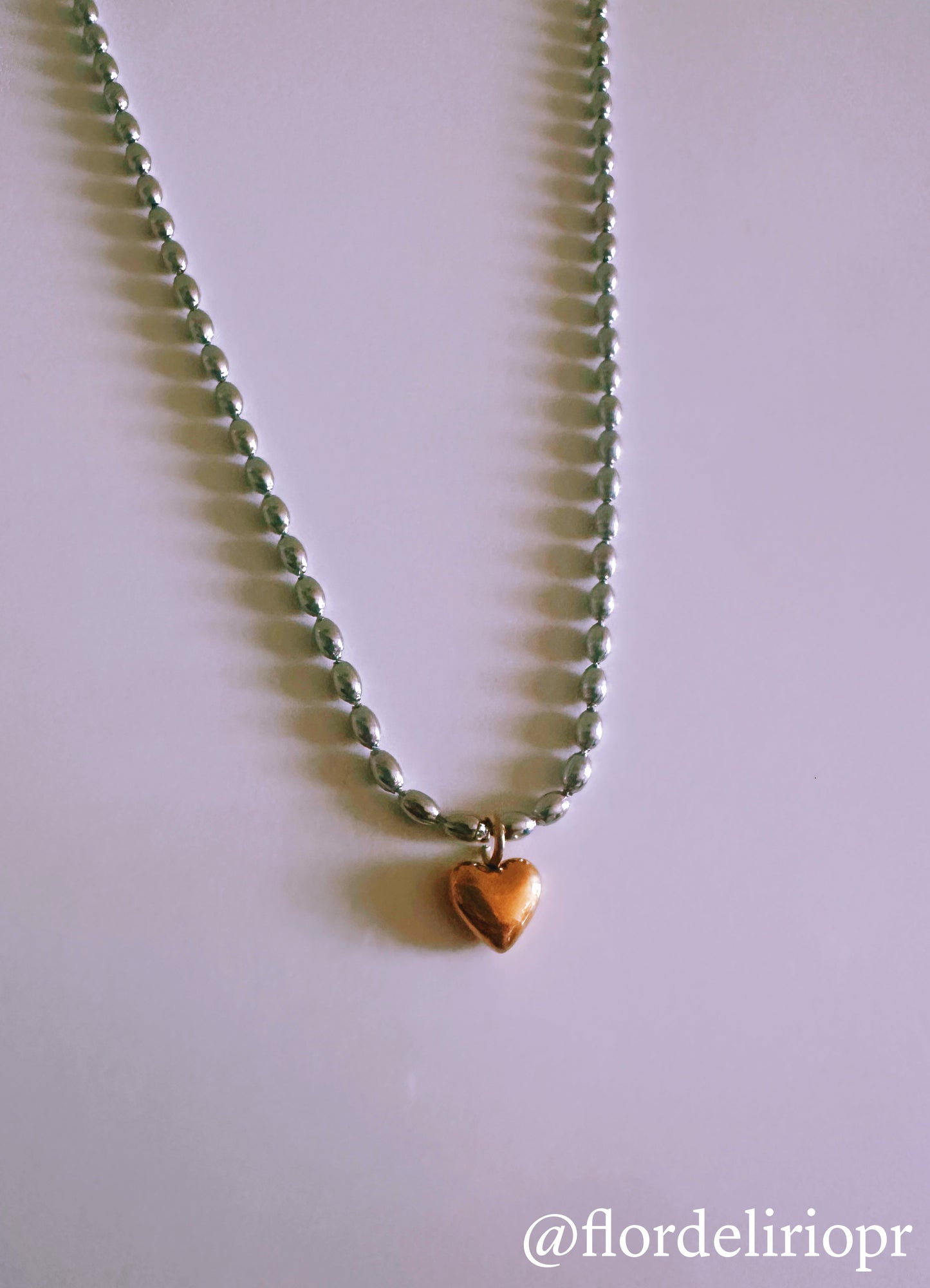 Mini gold heart silver necklace