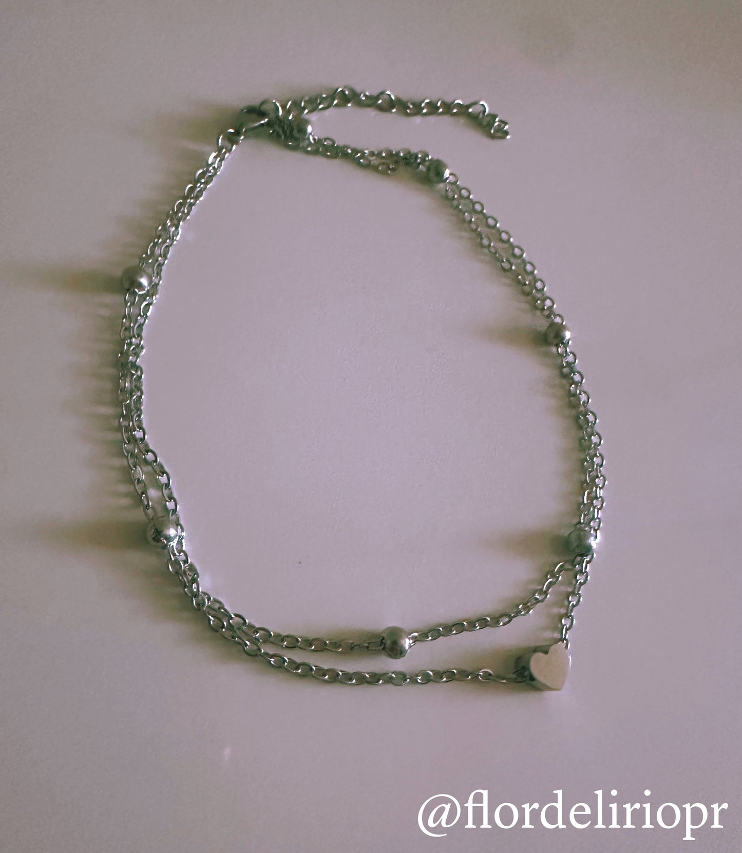 Silver heart anklet