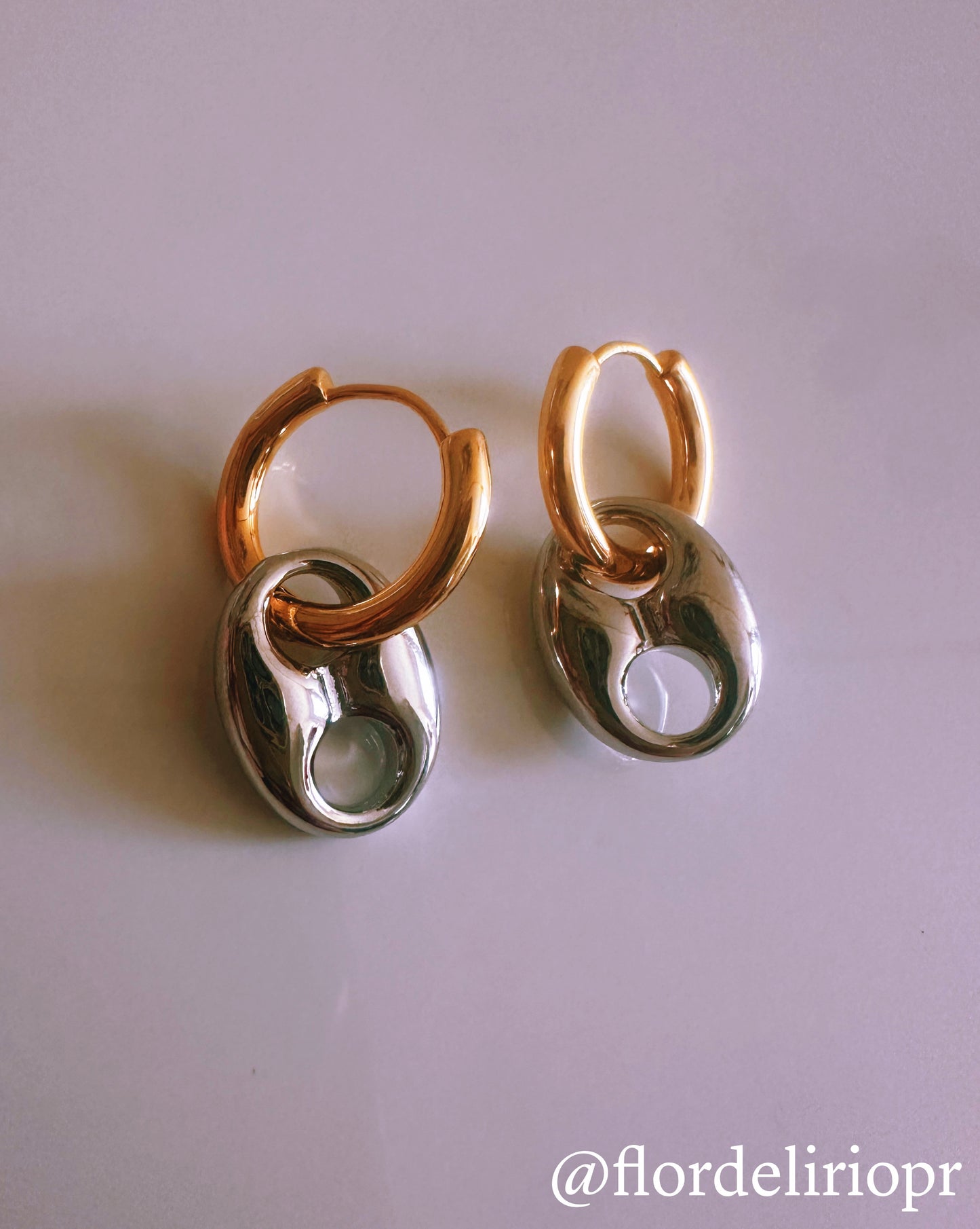 Two tones coffee bean earrings
