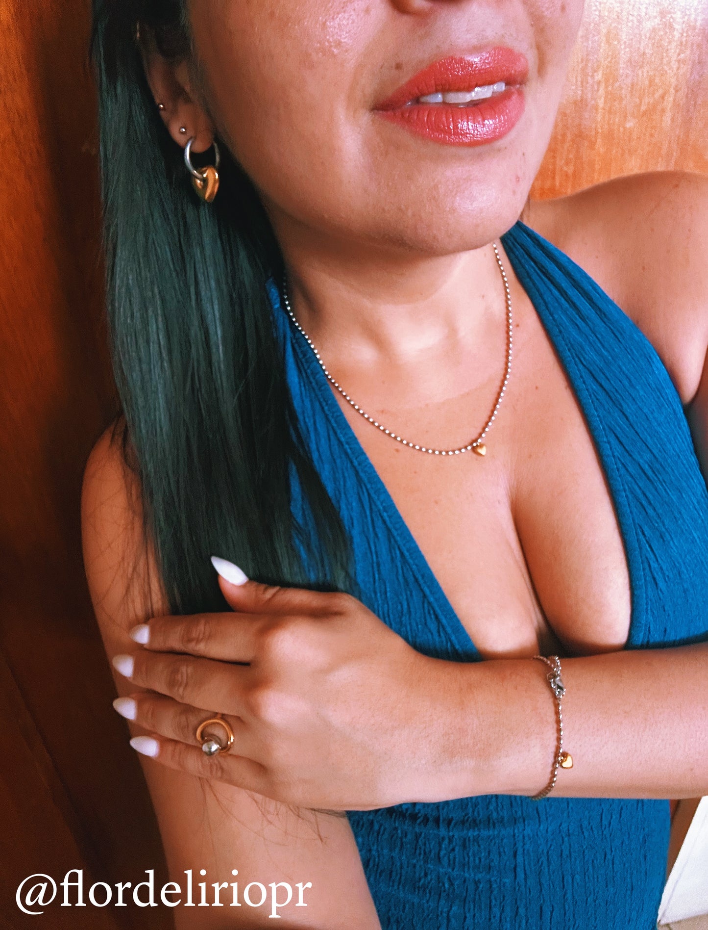 Mini gold heart silver necklace