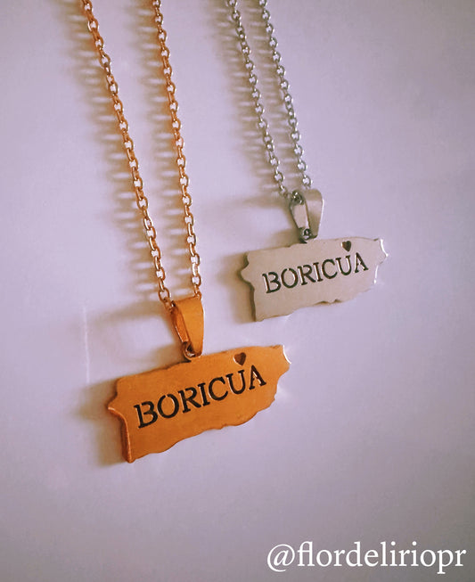Boricua map necklace