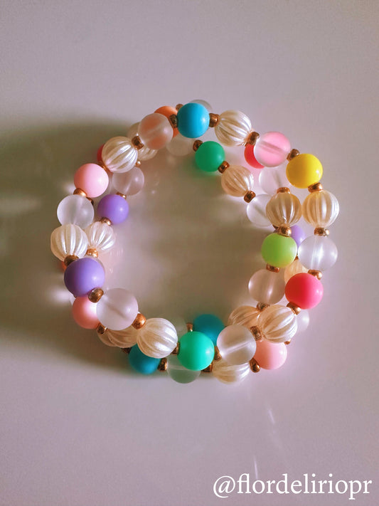 Pastel beads and pearls (set of 3)
