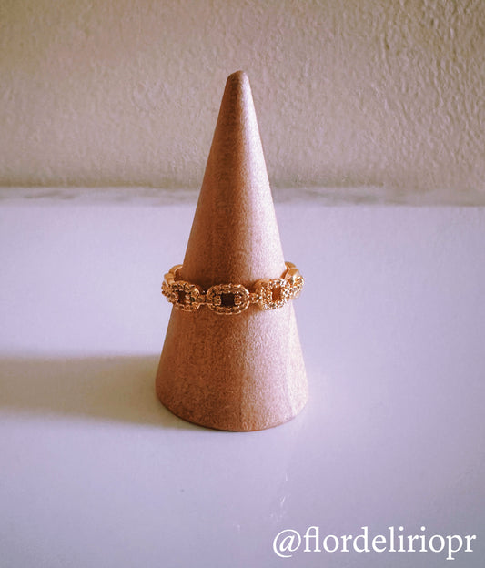 Coffee bean rhinestones ring