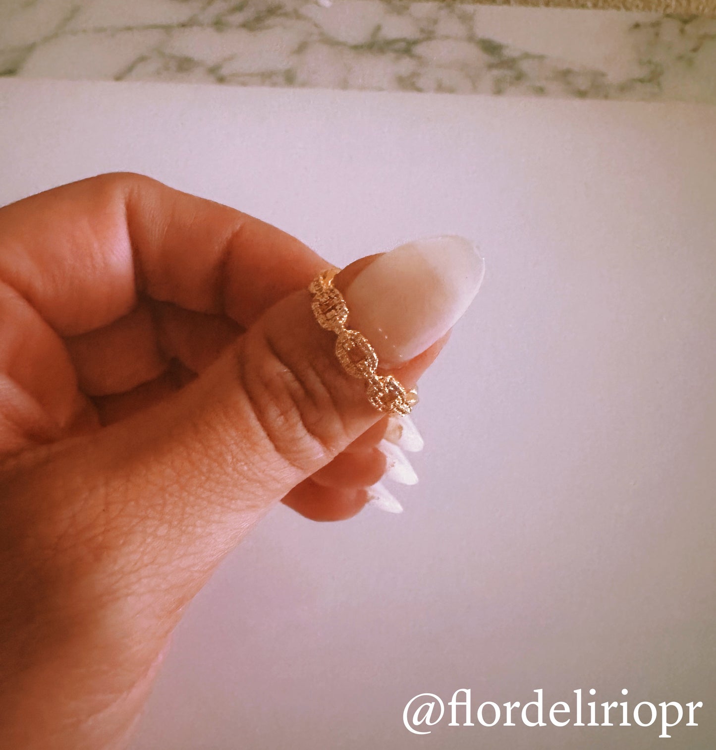 Coffee bean rhinestones ring