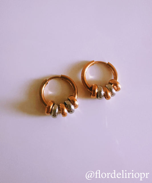 Two tones mini rings earrings