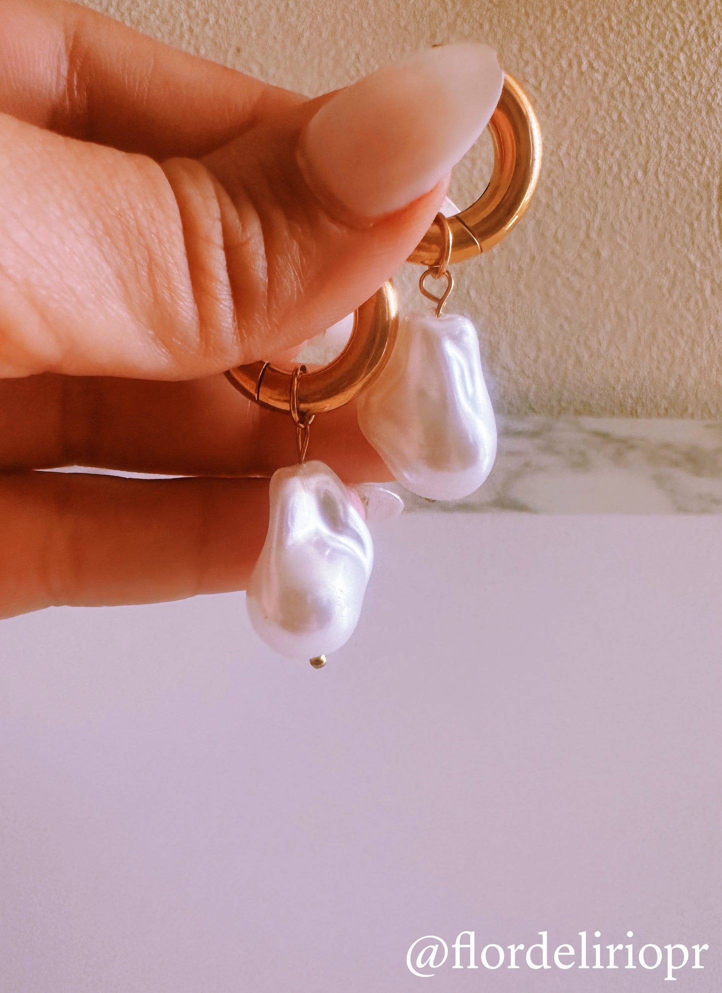 Abstract pearl earrings