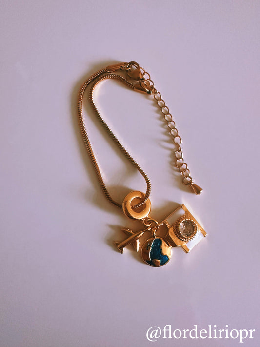 White camera travel lover bracelet
