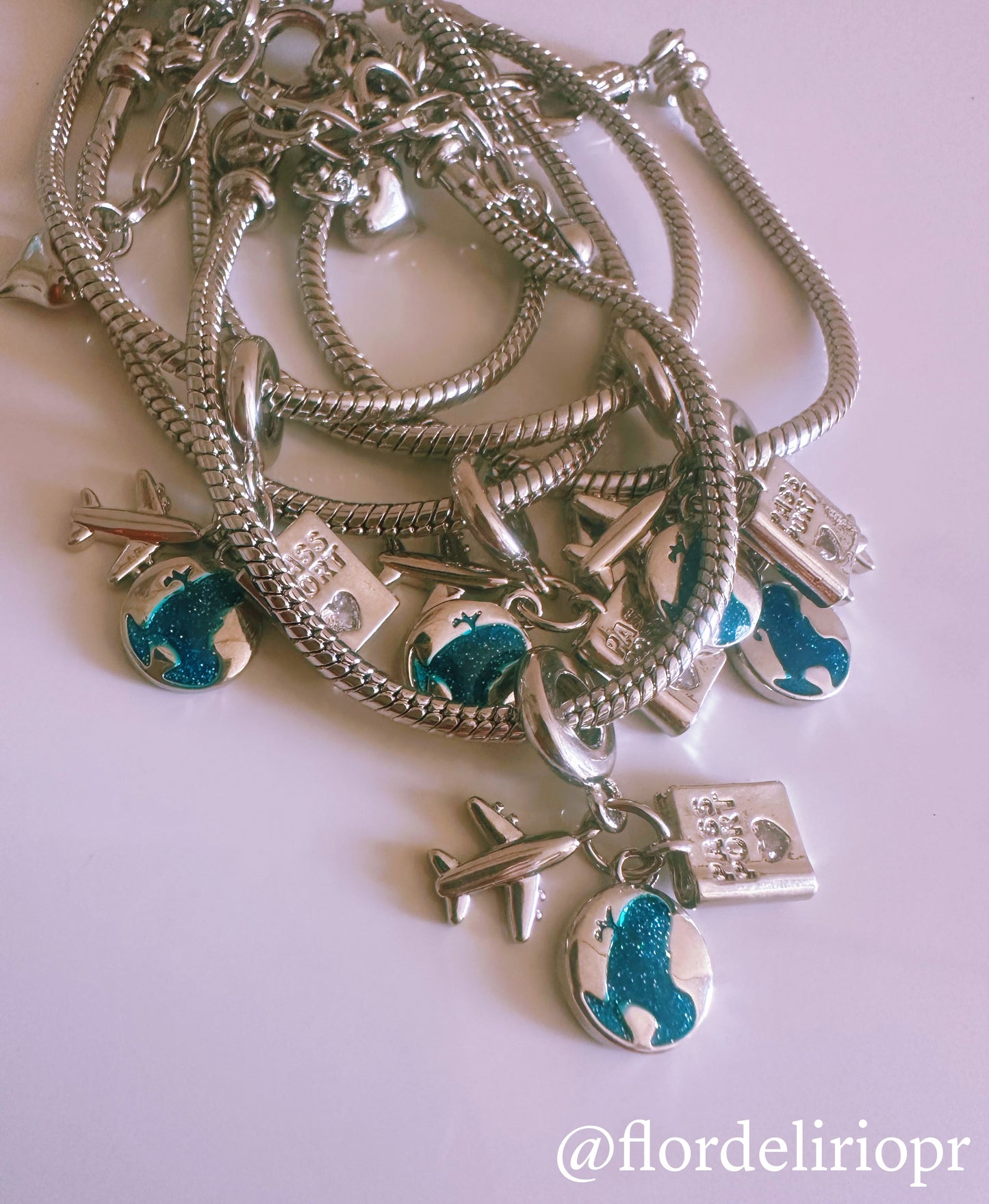 Blue world silver travel bracelet