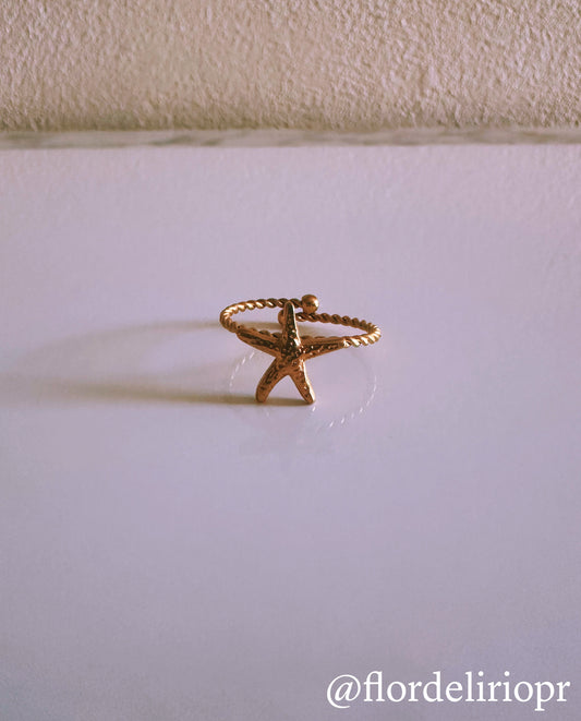 Gold starfish ring