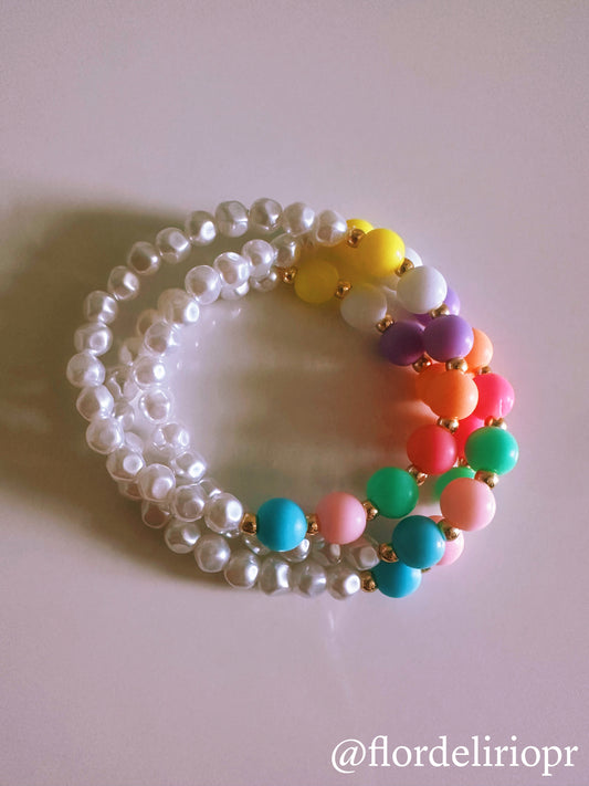 Candy dots pearls bracelet (set of 3)