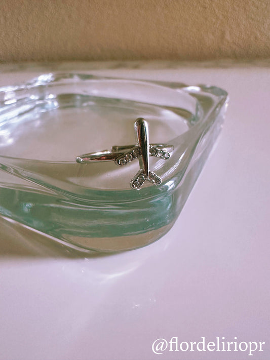 Zircons silver airplane ring