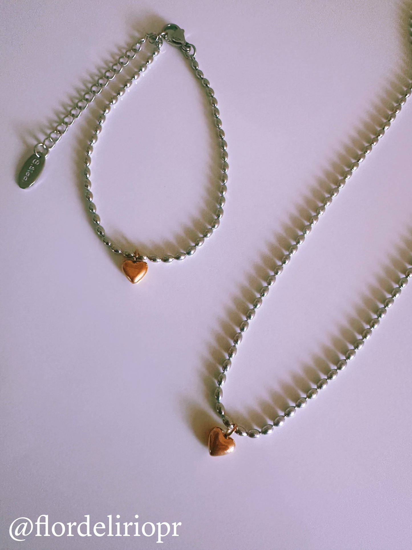 Mini gold heart silver bracelet