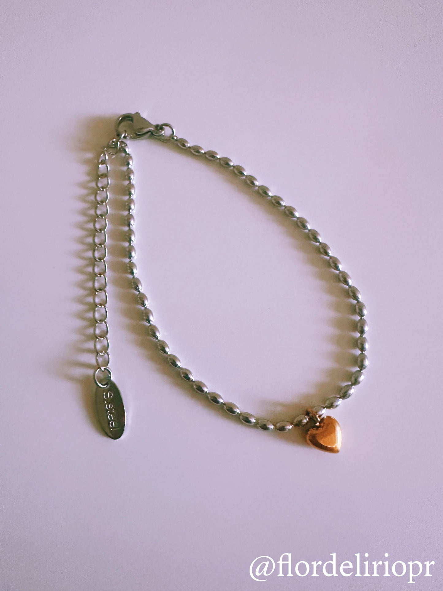 Mini gold heart silver bracelet