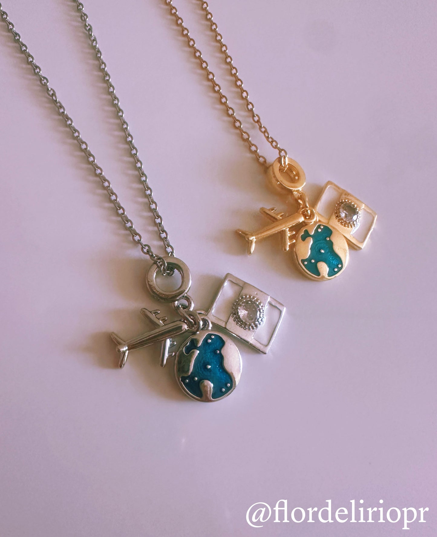White camera travel lover necklace