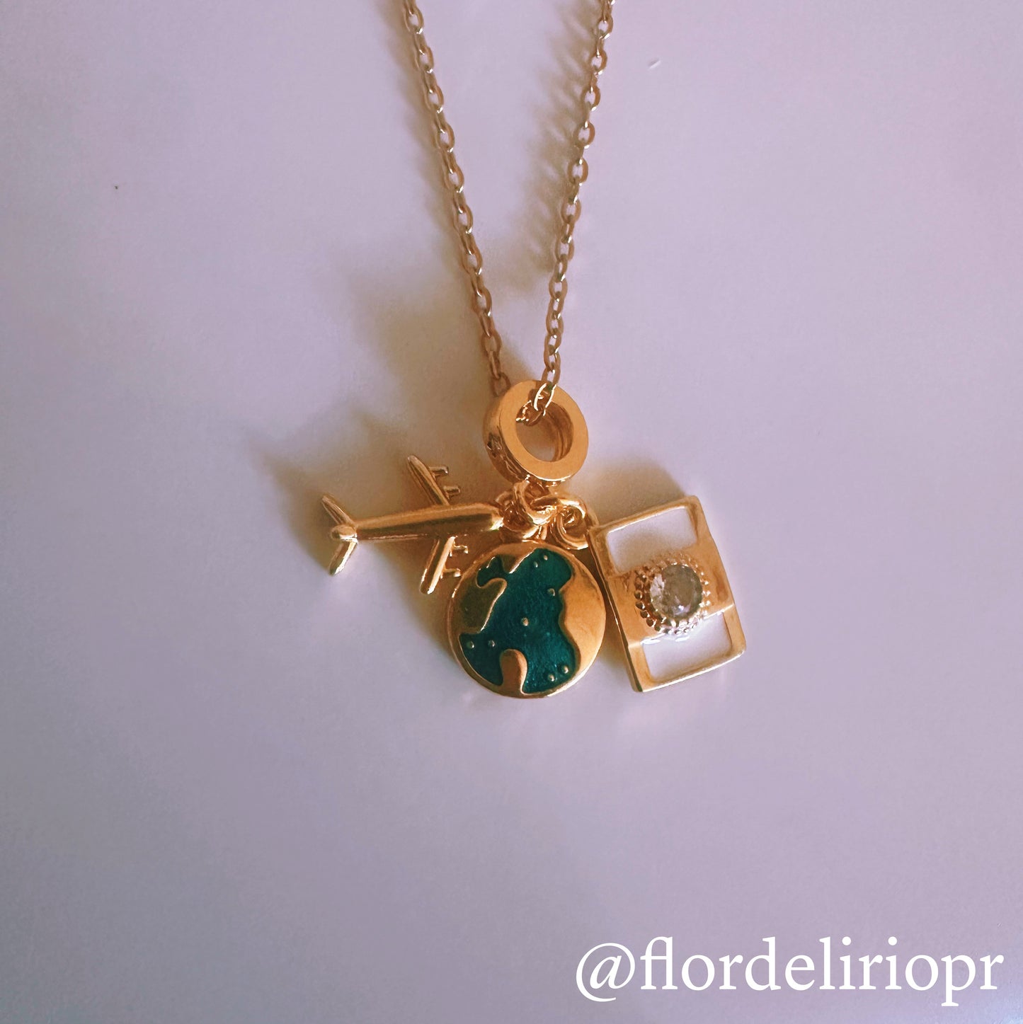 White camera travel lover necklace