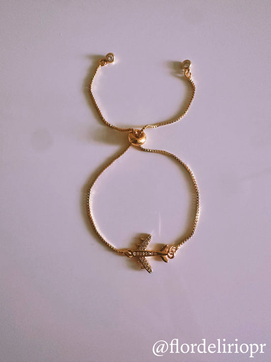 Zircon airplane gold bracelet